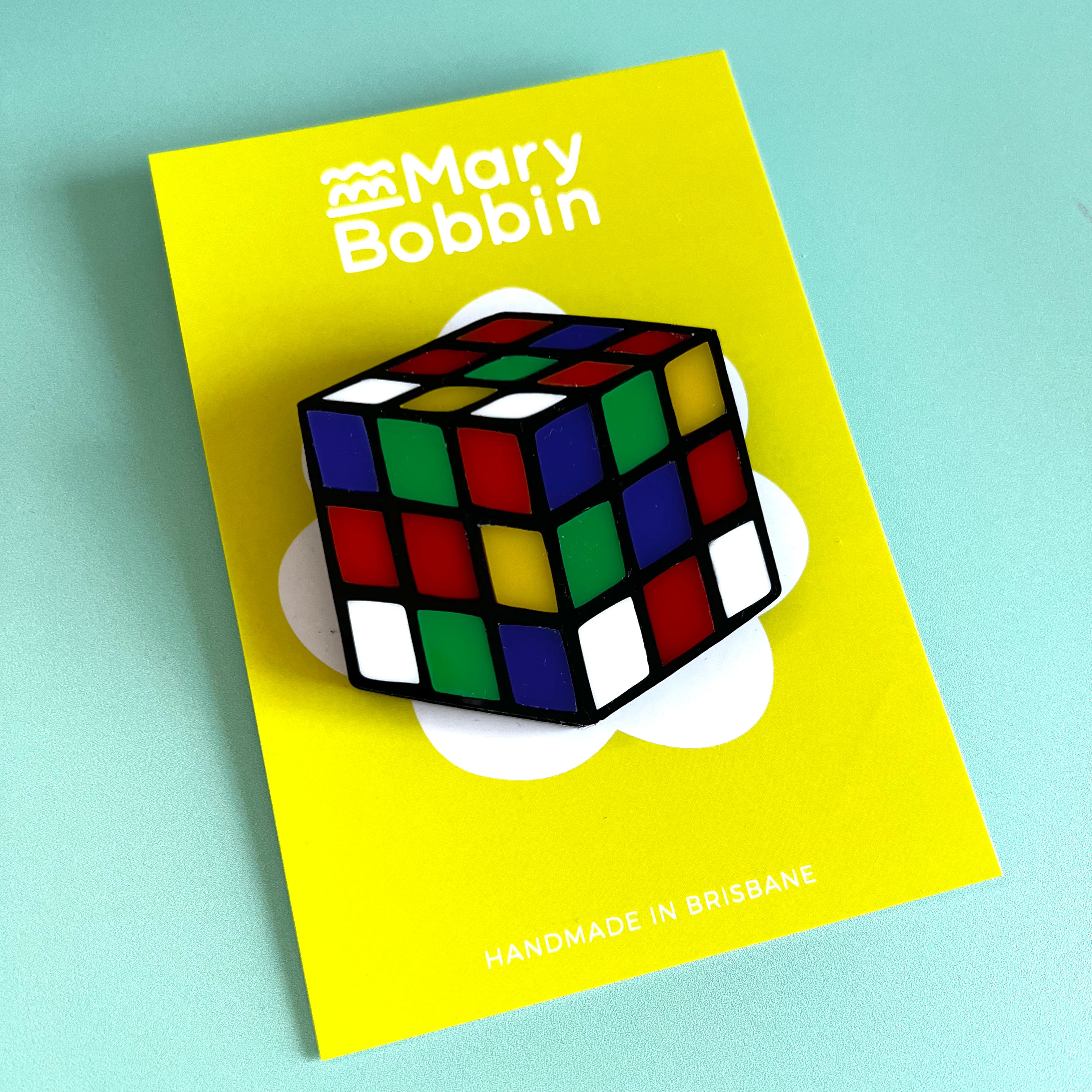 Rubik s Cube Brooch Original Colourway Mary Bobbin
